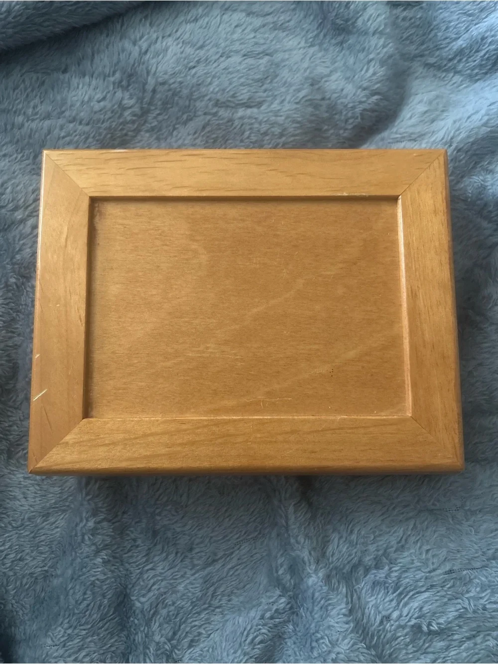 Wooden Photo Jewelry Box with Dark Green Velvet Interior
